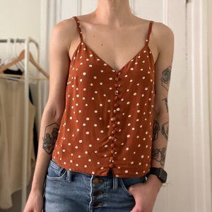 Madewell burnt orange dot print button front cami